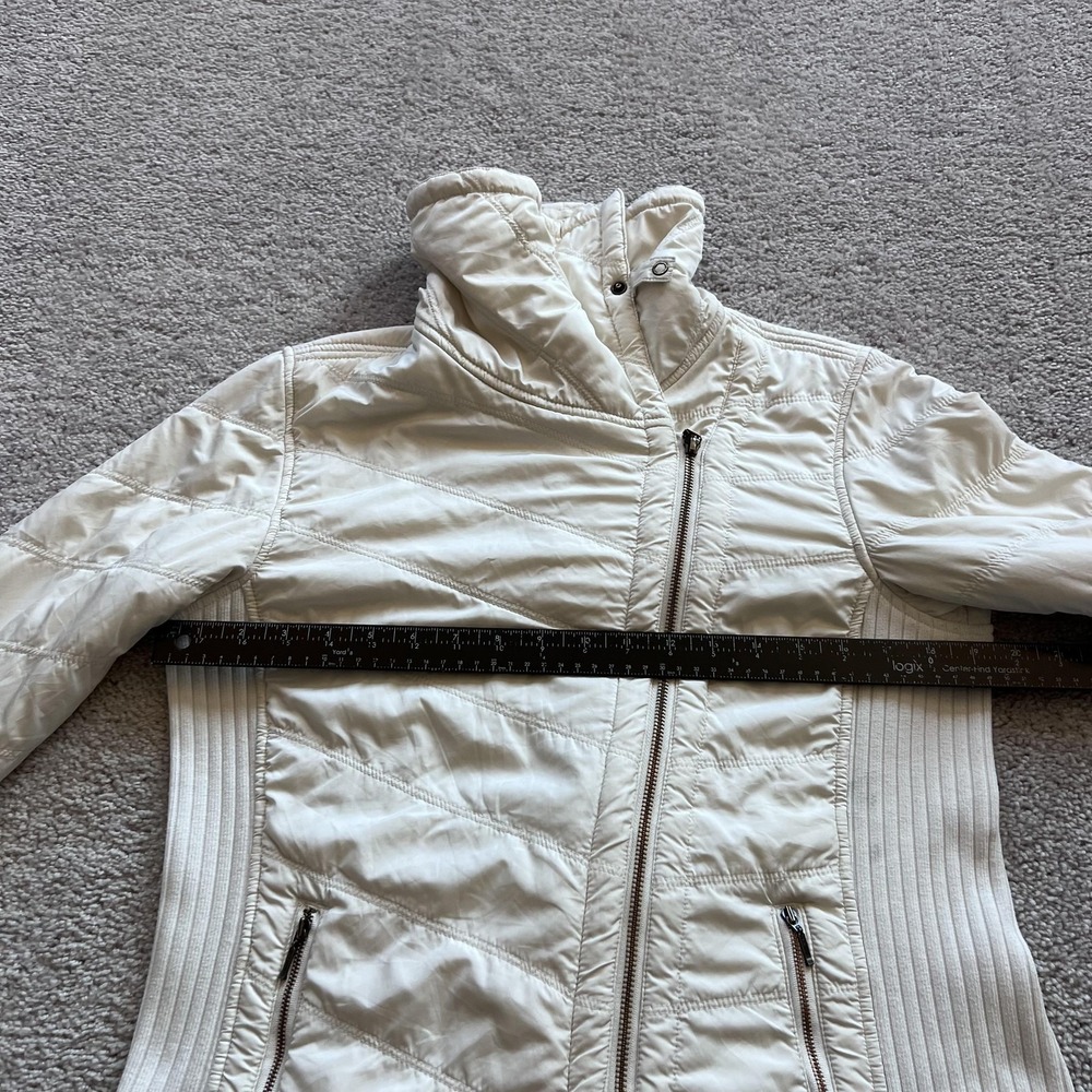 PrAna Diva Sherpa Fleece Jacket Womens M White Full Zip Rib Knit Outdoor - Picture 11 of 16